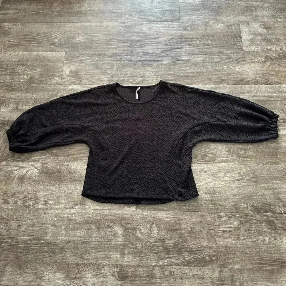 Anthropologie Blouse Top Shirt Solid Black Textured Womens Size Medium